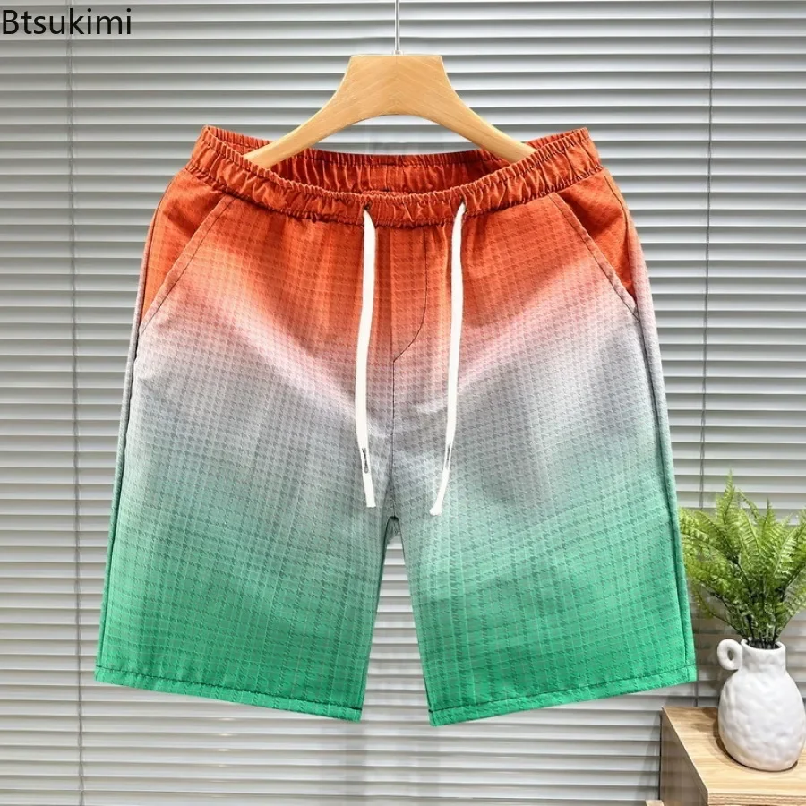 

Новинка лета 2024, мужские повседневные шорты, простые свободные спортивные штаны с карманами на шнурке, модные праздничные пляжные шорты в стиле Харадзюку, большие размеры