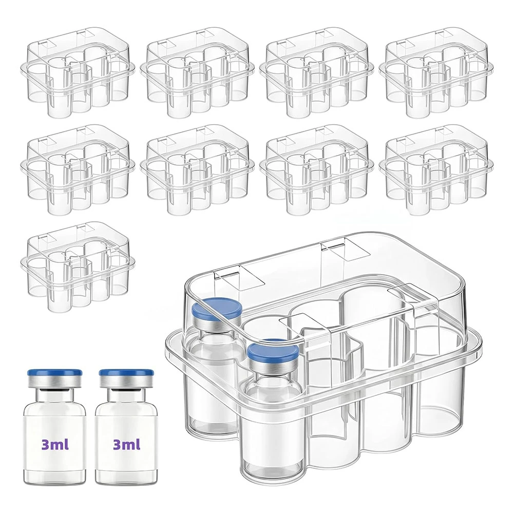 B03B-For 1-3 ML Peptide Vials, 10-Pack 3Ml Vial Storage Case With Ten 10-Slot Trays Holding Up To 100 3Ml Vials, Stackable