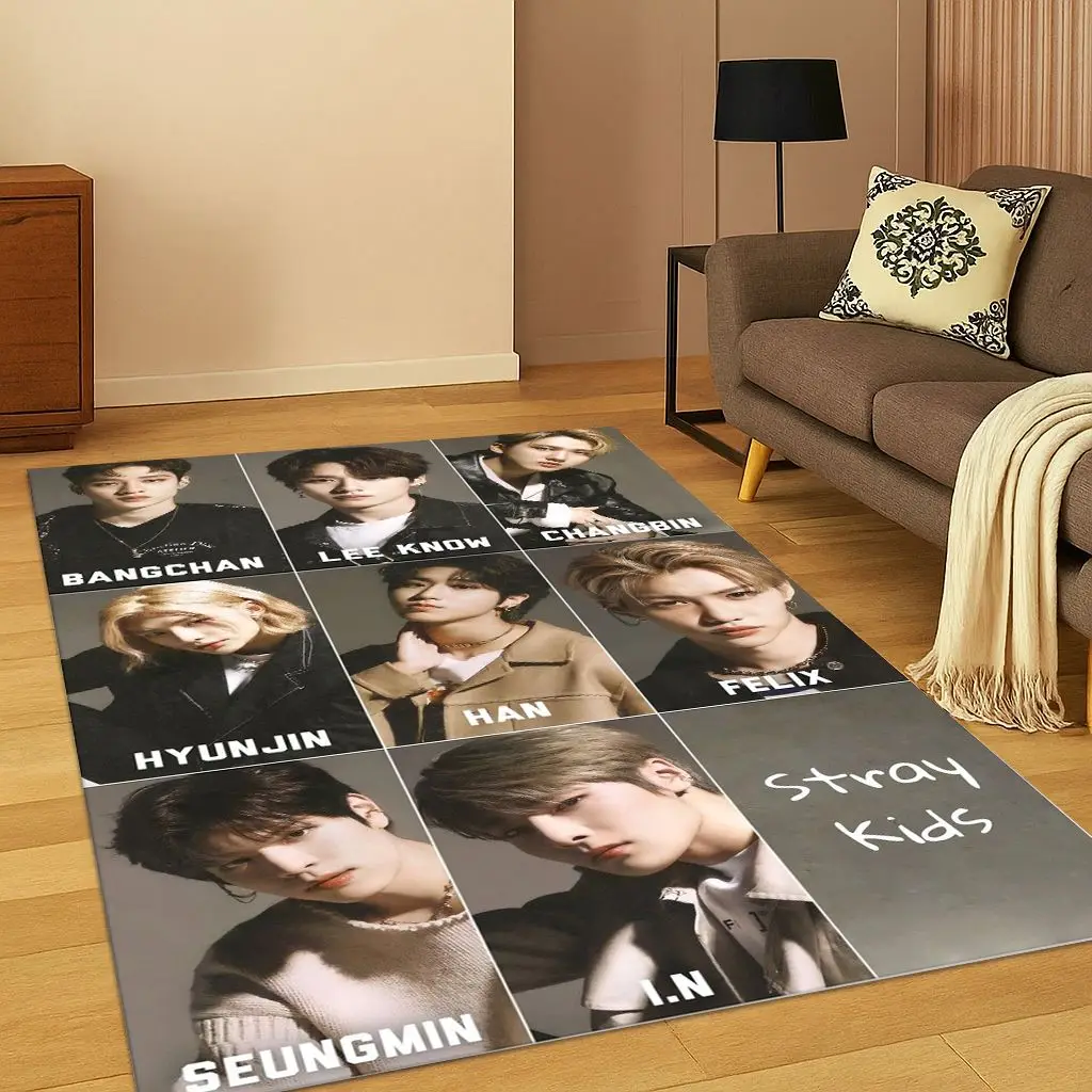 Kpop Star S-Stray Kids Hyunjin Teppich für Schlafzimmer, Wohnzimmer, Sofa, Zuhause, Fußmatte, Heimdekoration, Bereich Teppich, rutschfeste Bodenmatte, Geschenk