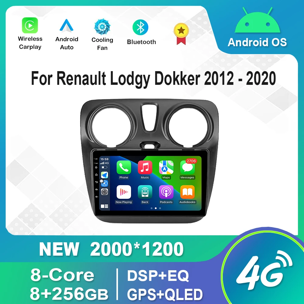 راديو وسائط متعددة لسيارة أندرويد لرينو لودجي ، دوكر ، واي فاي 4G ، GPS ، شاشة تعمل باللمس عالية الدقة ، بلوتوث ، مشغل فيديو #1