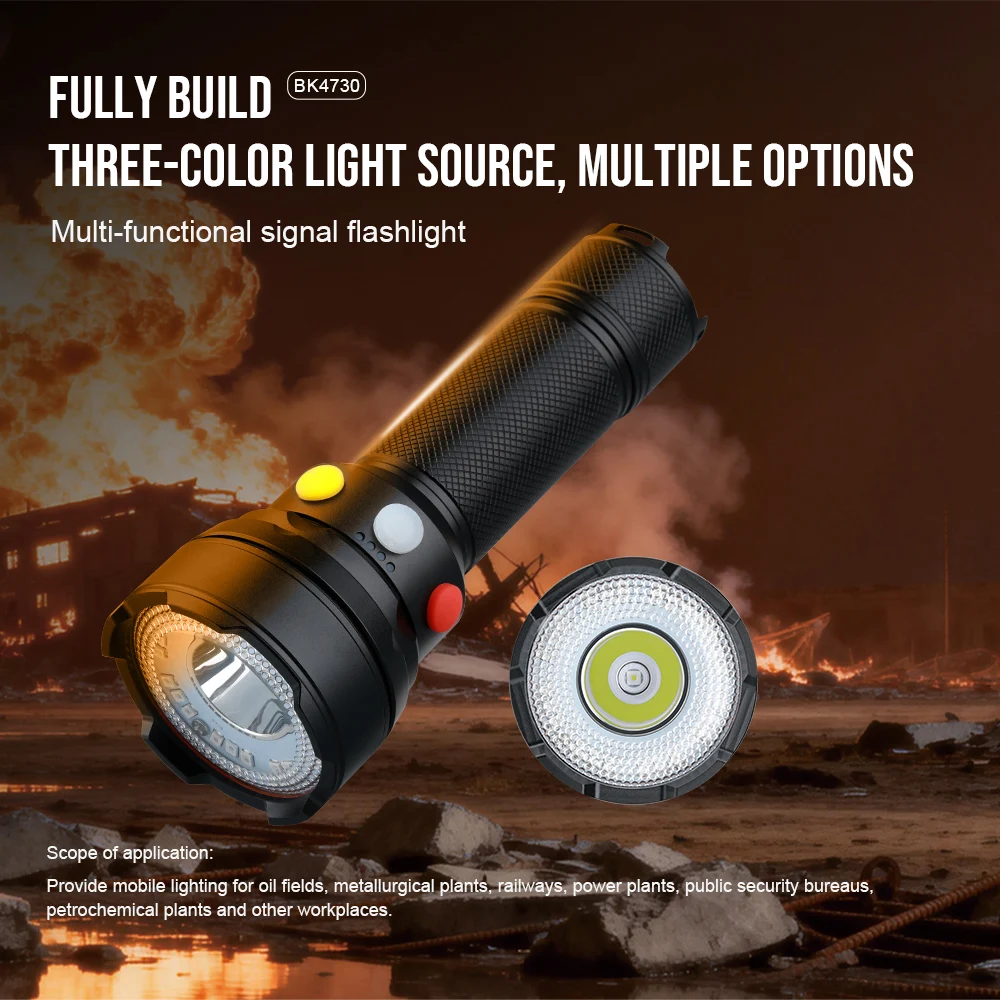 

Trustfire Rechargeable LED Flashlight 3 LED Torch Red&Yellow&White Emergency Warning Lights Tactical Lamp for Camping Emergency