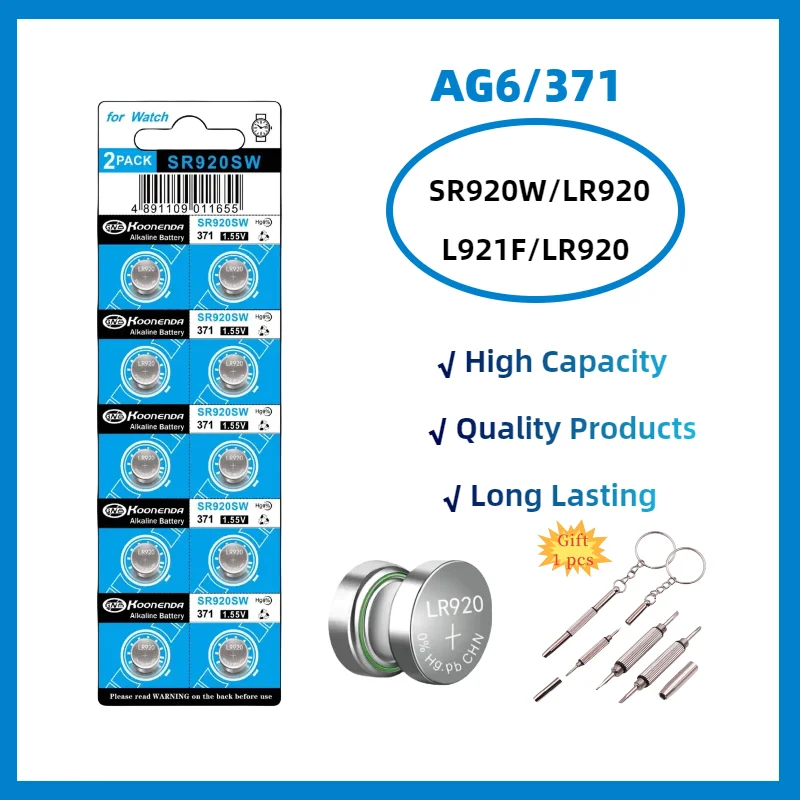 top10-100pcs AG6 Button Cell Battery 1.5V 35mAh SR920SW LR920 SR927 171 370 L921 LR69 SR920 For Watch Toys Remotes Cameras