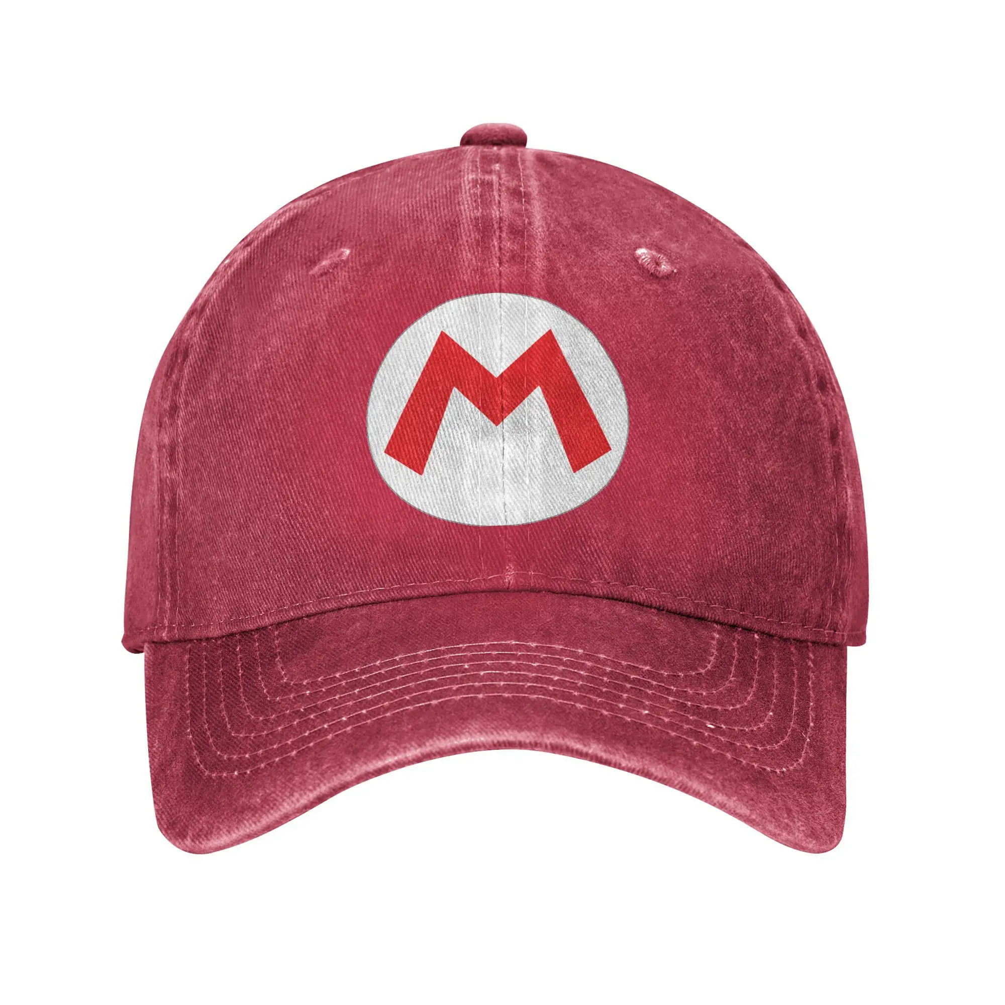 Vintage Game Character Cartoon Marios Unisex Style Baseball Caps Anime Distressed Denim Caps Hat Vintage Travel Fit Headwear