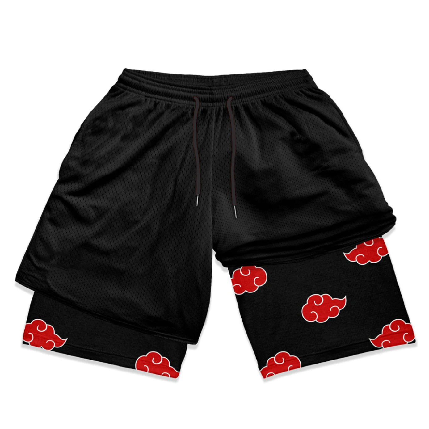 Anime Compression Shorts Sportswear Men GYM 2 In 1 Double Layer Shorts Training Workout Male Fitness Performance Sport Shorts