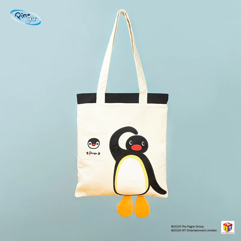 Borsa a tracolla autentica Pingu Penguin 'Tiny Feet' - Nuova borsa a tracolla casual alla moda in tela carina da donna, regalo di Natale