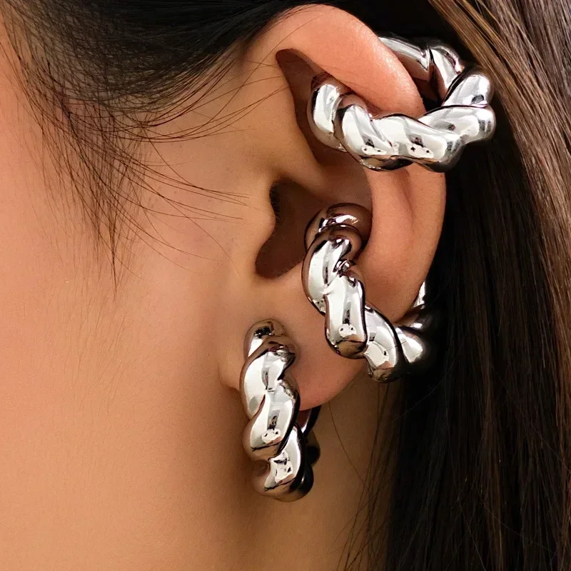 Punk Chunky Ear Cuff Without Piercing Ear Clips Earrings For Women Trendy Earring Fake Cartilage Earrings Clip Jewelry