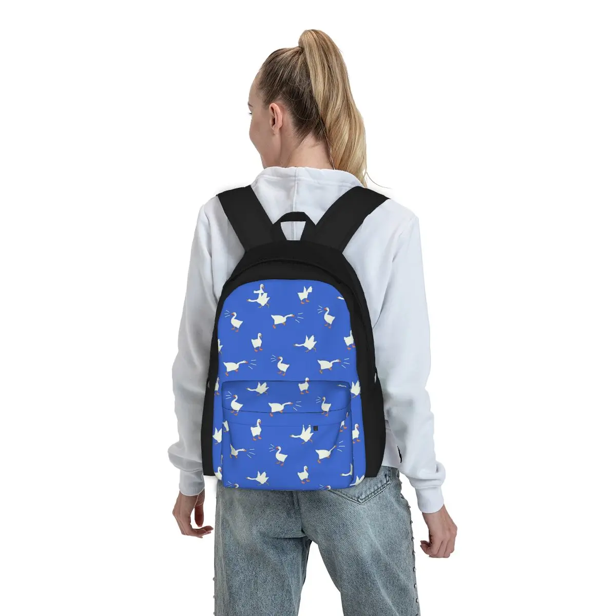 Goose Game-Mochilas azuis para meninos e meninas, mochila infantil, mochila escolar, mochila dos desenhos animados, mochila portátil, bolsa de ombro, estudantes