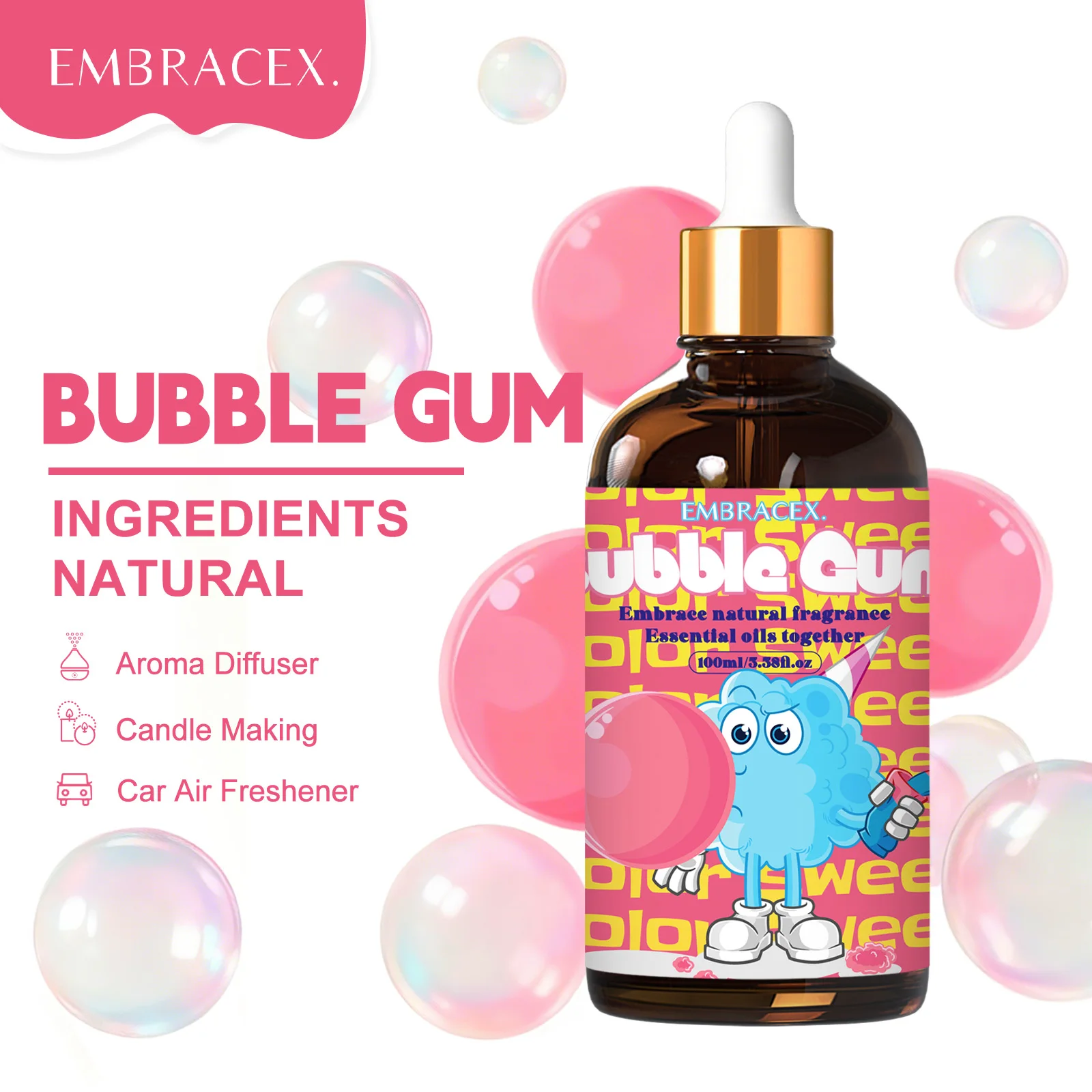 

100 мл Эфирное масло Bubble Gum для ухода за телом и кожей, массажное масло, ароматическое масло с приятным запахом, для изготовления свечей, подарок для женщин, парфюм