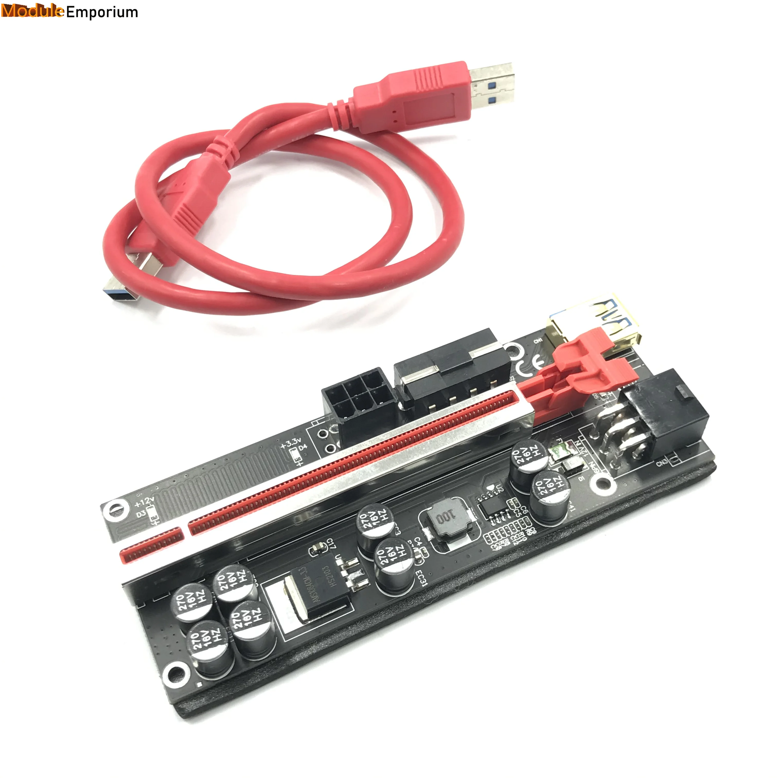 Placa Riser PCI-E para Placa Gráfica, VER 009S Plus, PCI Express 1X a 16X, Cabo USB 3.0, Conector SATA a 6Pin, Placa de vídeo