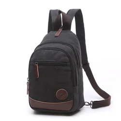 Vintage Canvas Backpck Solid Color Multifunction Chest Bag for Men New Sports Backpack and Sling Fashion Bag