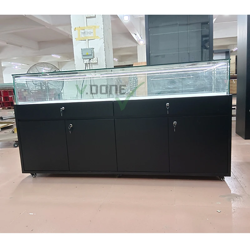 custom.modern jewelry display showcase furniture metal frame glass counter table for retail shop jewelry display booth