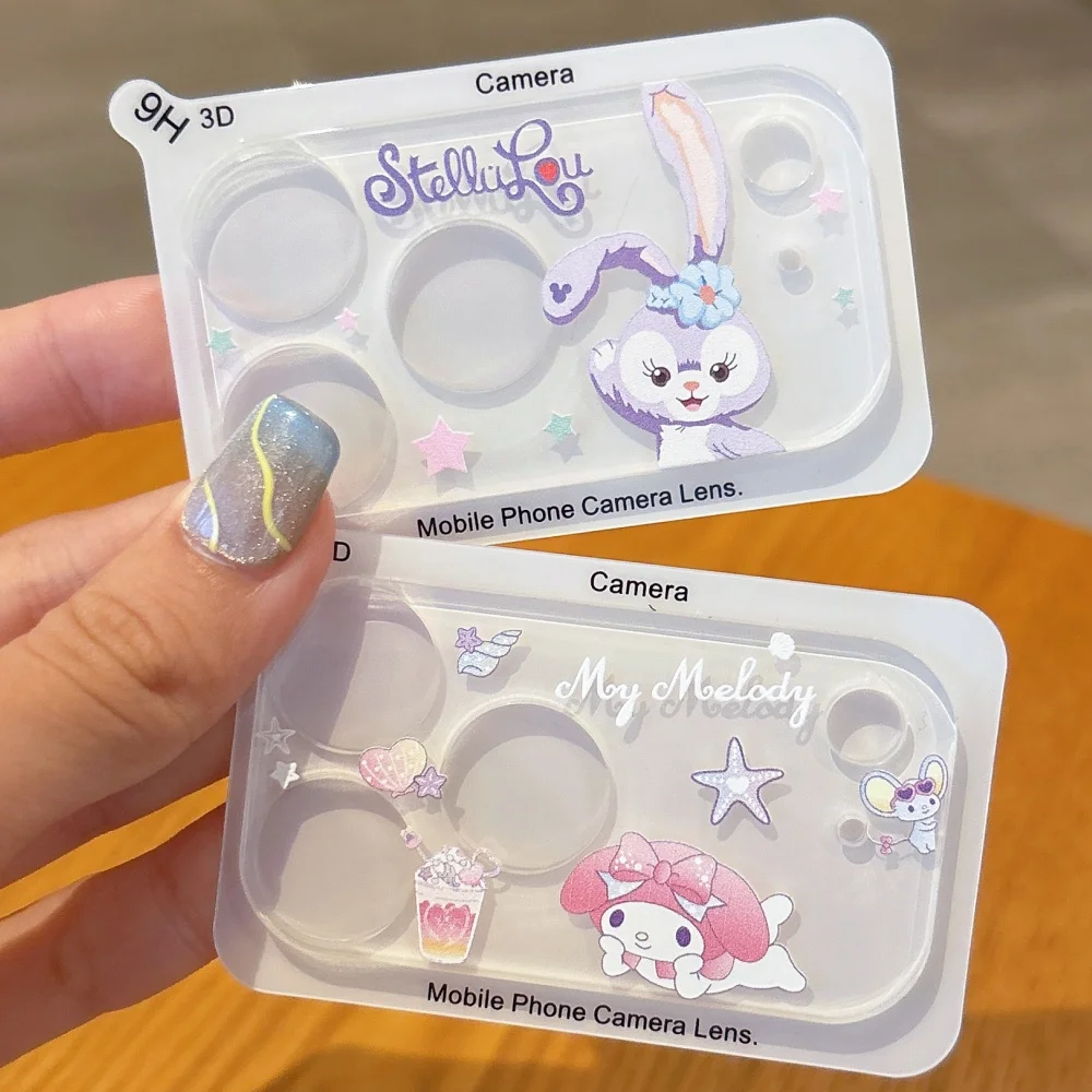 لطيف الكرتون كاميرا حامي عدسة فيلم آيفون 15 16 17 برو ماكس HD زجاج واقي ل 14Plus 13 غطاء كامل #6