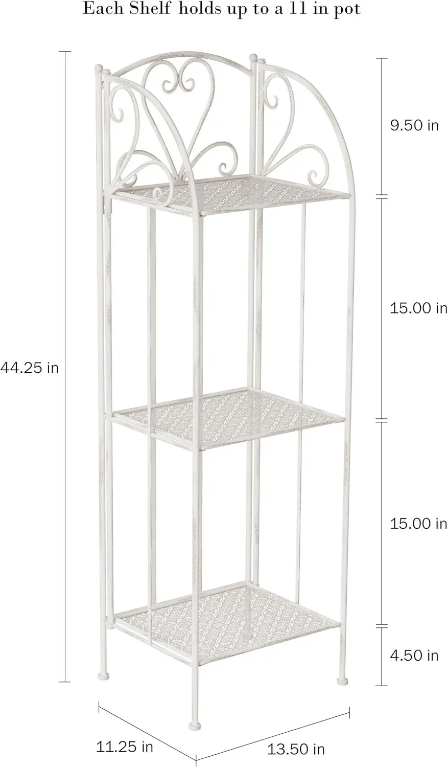 Plant Stand ? 3-Tier Vertical Shelf Indoor or Outdoor Folding Wrought Iron Home Garden Display with Laser Cut Shelves