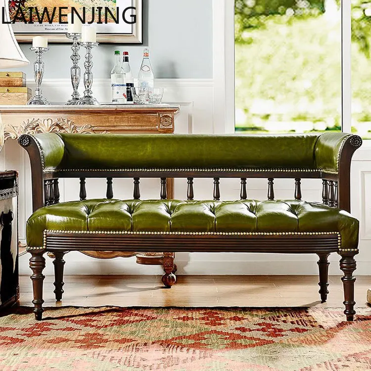 

MJY American solid wood double sofa French neoclassical leather art card seat European sofa