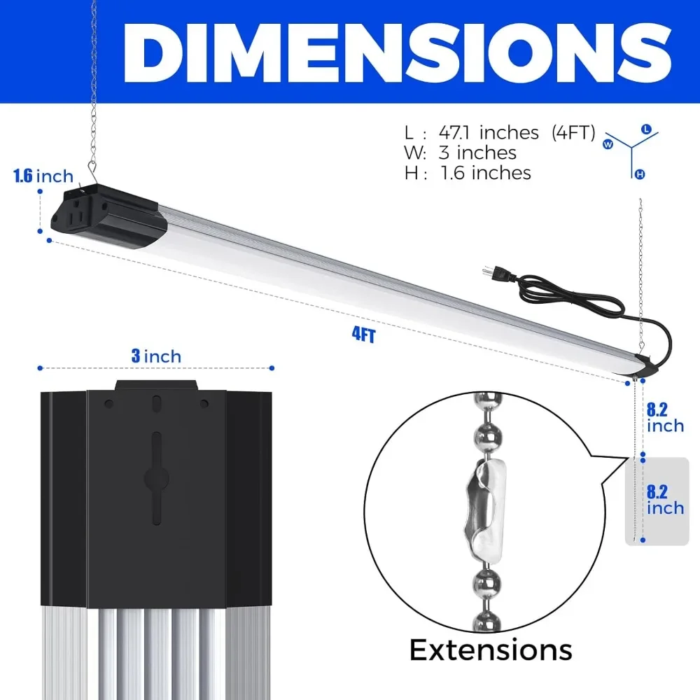 LED Shop Lights for Workshop 4FT, 84W, 10000LM, 5000K Linkable Light Fixture for Garage, Basement Hanging or Flush Mount 4 Packs