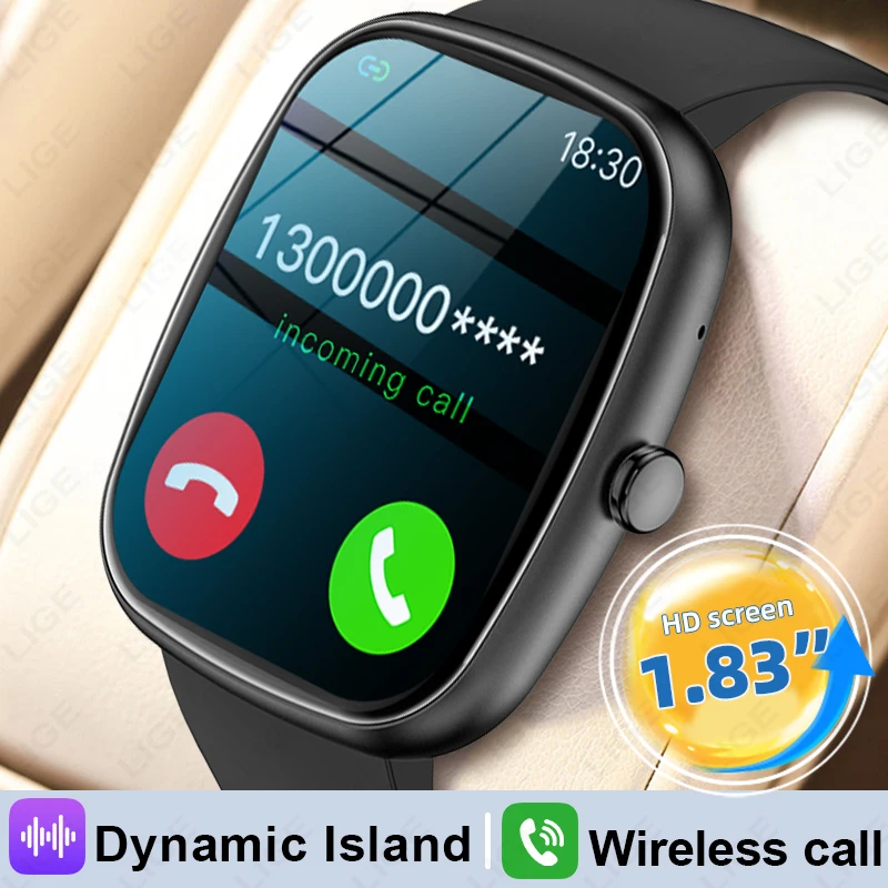 

LIGE Smartwatch For Men Women 1.83'' Screen Bluetooth Make Calls Multiple Sport Modes Heart Rate Sleep Monitor Health Smartwatch