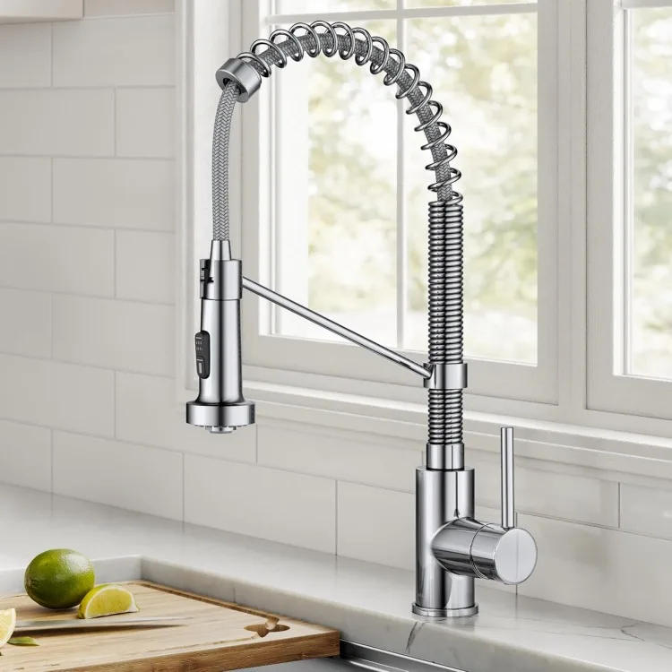 Bolden Commercial Style 2-Function Single Handle Pull Down Kitchen Faucet in Chrome, KPF-1610CH