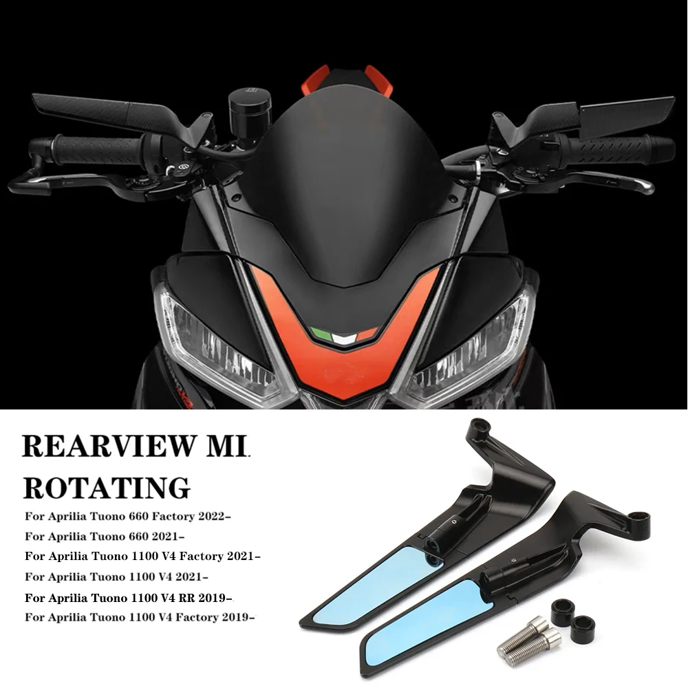 Motorrad-Aluminium-Windflügel, verstellbarer, drehbarer Rückspiegel für Aprilia Tuono 660 2021- Tuono1100 V4 2021-