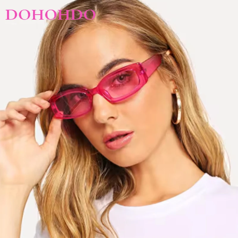 

DOHOHDO Fashion Small Sunglasses Women Men Trendy Vintage Brand Designer Hip Hop Rectangle Green Glasses Female Eyewear UV400