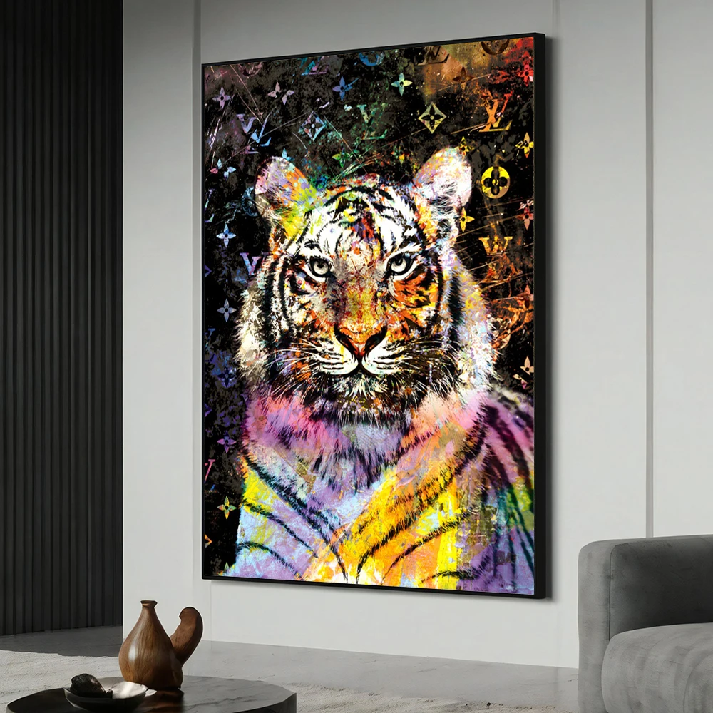 

Tiger Graffiti Painting Modern Luxury Wall Art Canvas Poster Print Abstract Animal Picture for Living Room Home Decor Cuadros