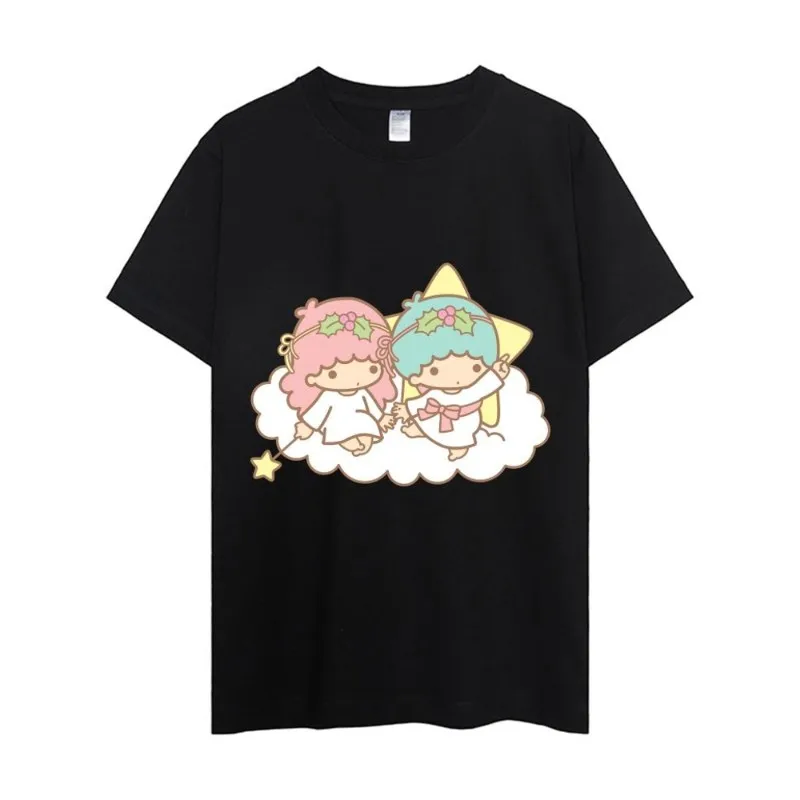 MINISO Sanrio Little Twin Stars T Shirt Men Couple Combination Clothes Short Sleeve Collar Fashion Woman Cotton