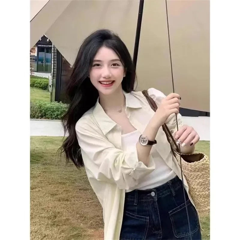 2024 weibliche Sonnencreme Shirts Tops Mantel Damen Neue Lange Ärmeln Strickjacke Bluse Oberbekleidung Sommer Frauen Dünne Stil Bluse Jacke