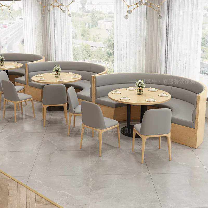 Milk tea shop solid wood tables and chairs tea house card seat sofa cafe catering shop