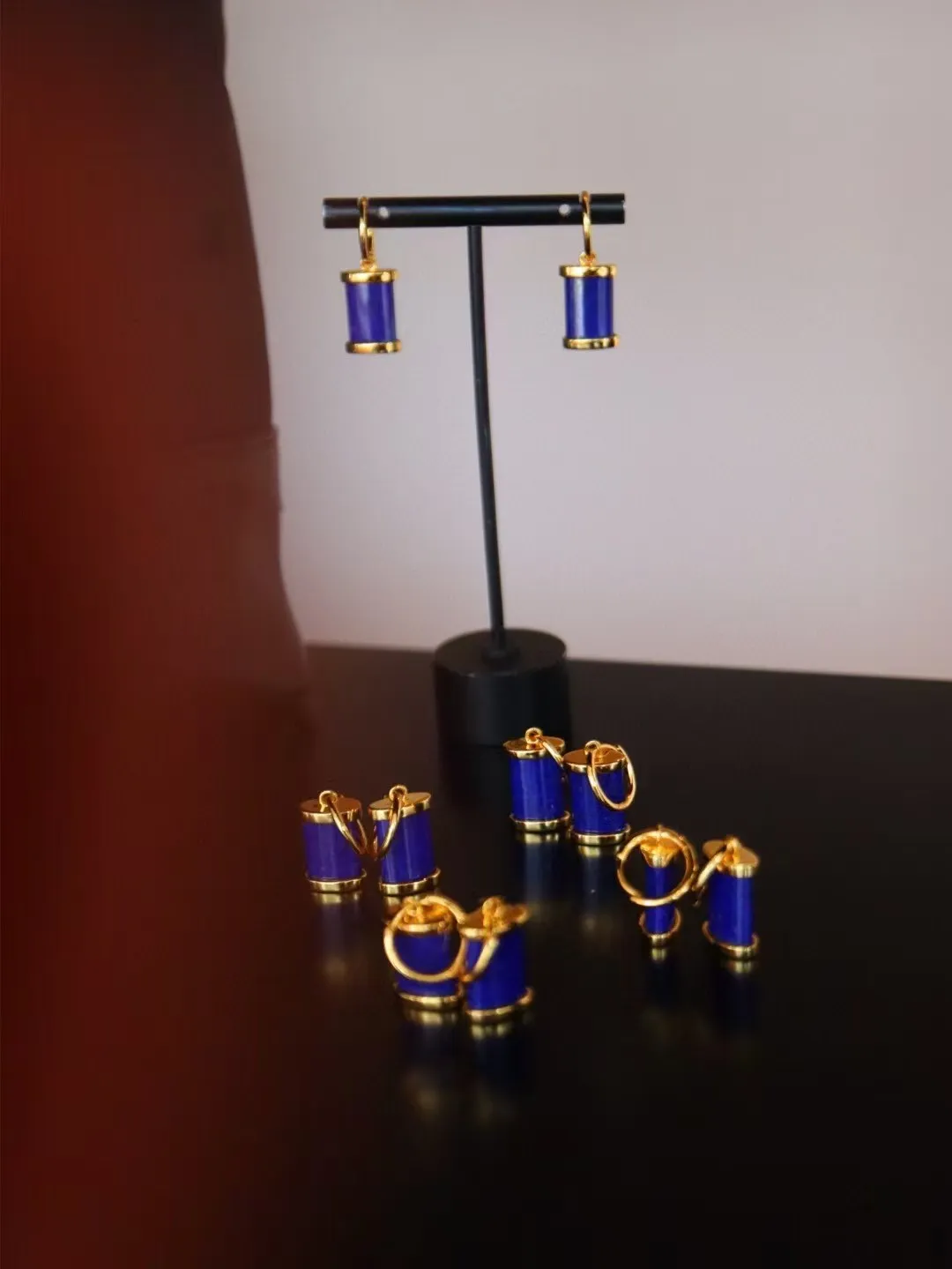 

High Fashion 925 Silver Natural Lapis Detachable Huggie Earrings Multi-wears Lazuli Ear Dangling Pendant Women Practical Jewelry