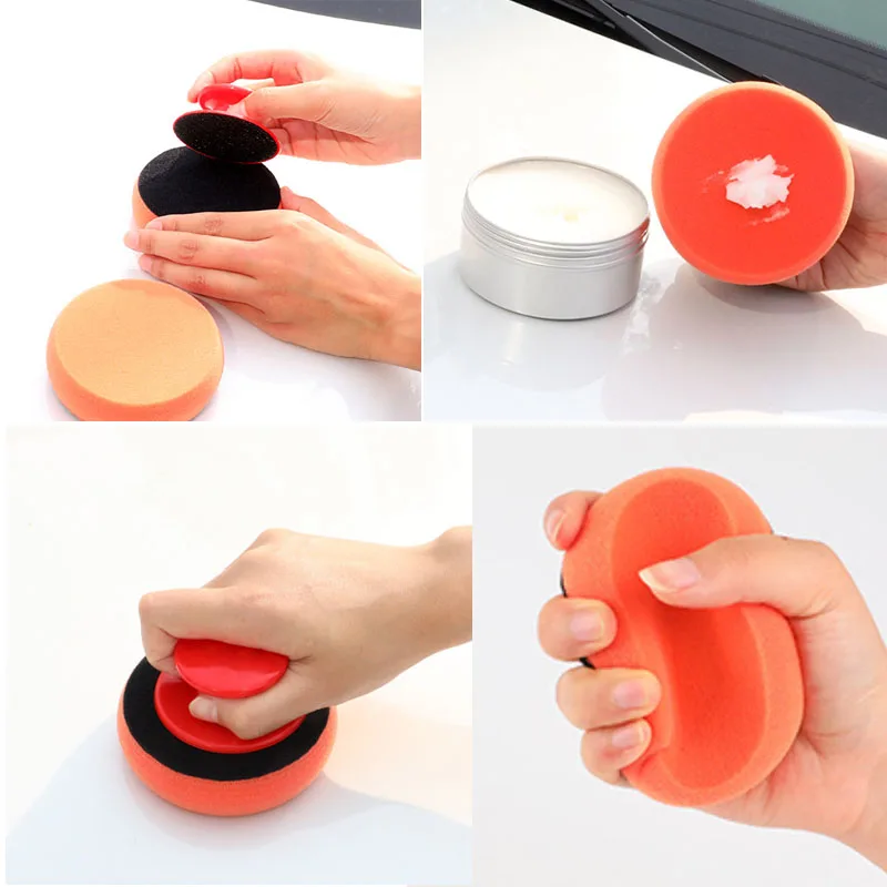 Car Waxing Polish Wax Foam Sponge Applicator Car Waxing Polishing Sponge Pads with Power Handle Auto Detailing Cleaning Tools