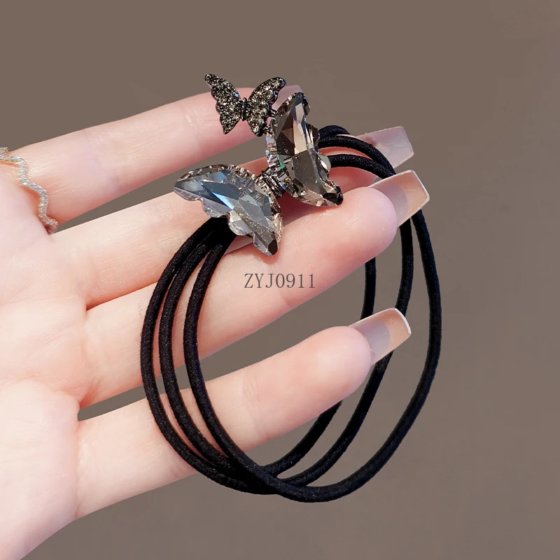 Zartes Schmetterlings-Temperament, Strass-Haarseil, High-End-Mode, Kugelkopf, Pferdeschwanz, elastisches Gummiband, Stirnband,