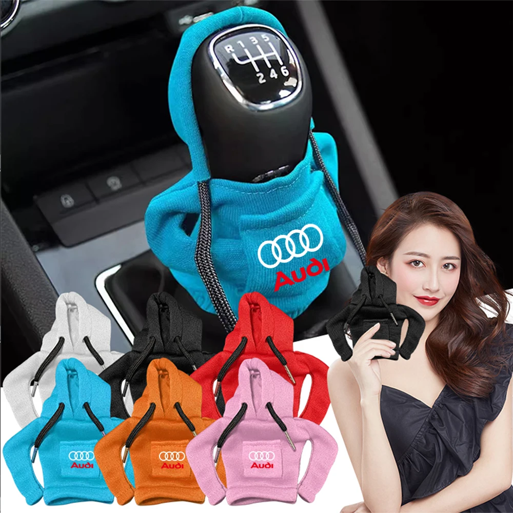 1/2Pcs Hoodie Car Gear Shift Cover Handle Kit Gear Shift AntiSlip Sweatshirt Decoration For Audi A3 A4 A5 A6 A7 A8 Q3 Q5 Q7 Q8