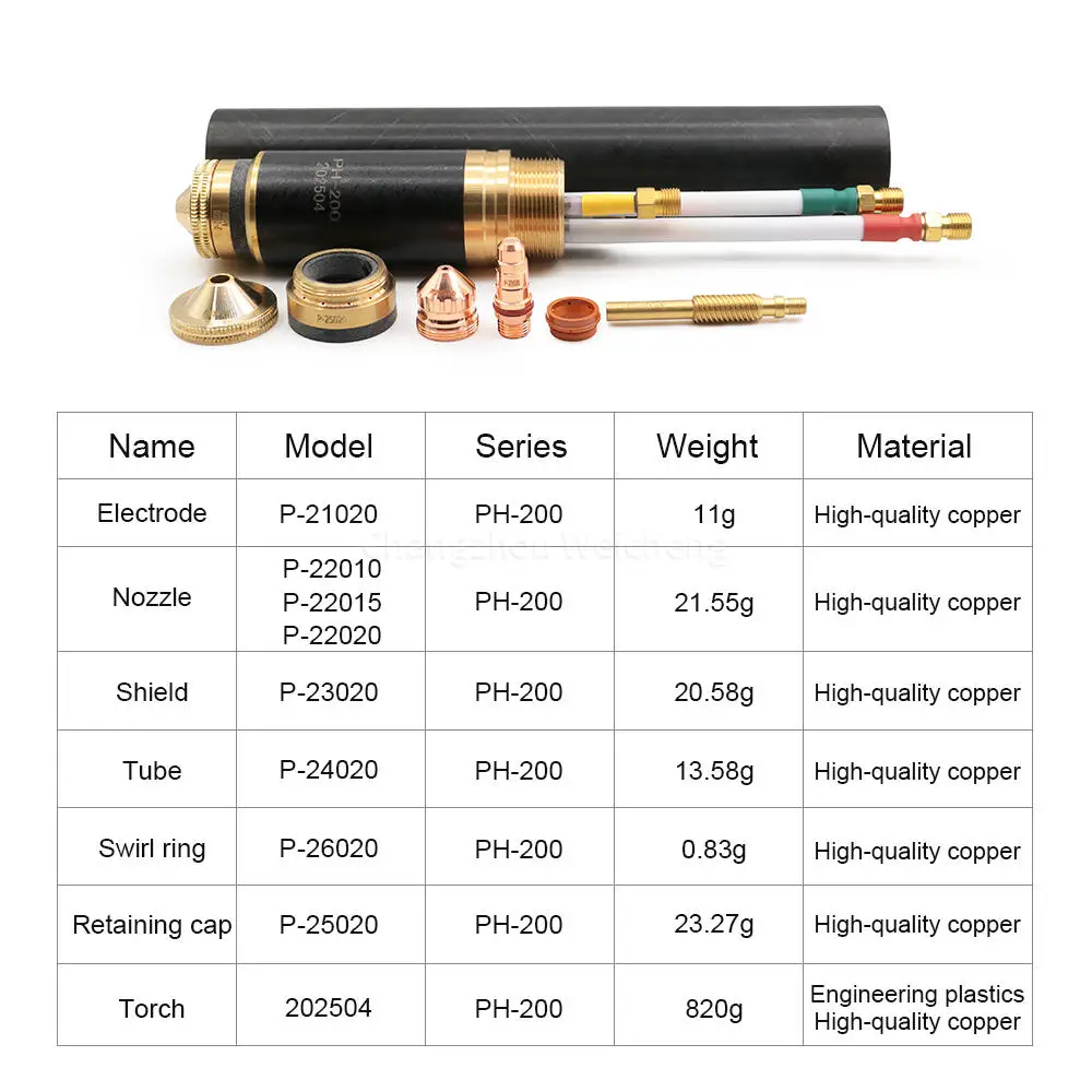 Jiusheng PH-200 Copper Plasma Cutting Torch with Electrode and Nozzle for Efficient Cutting and Welding