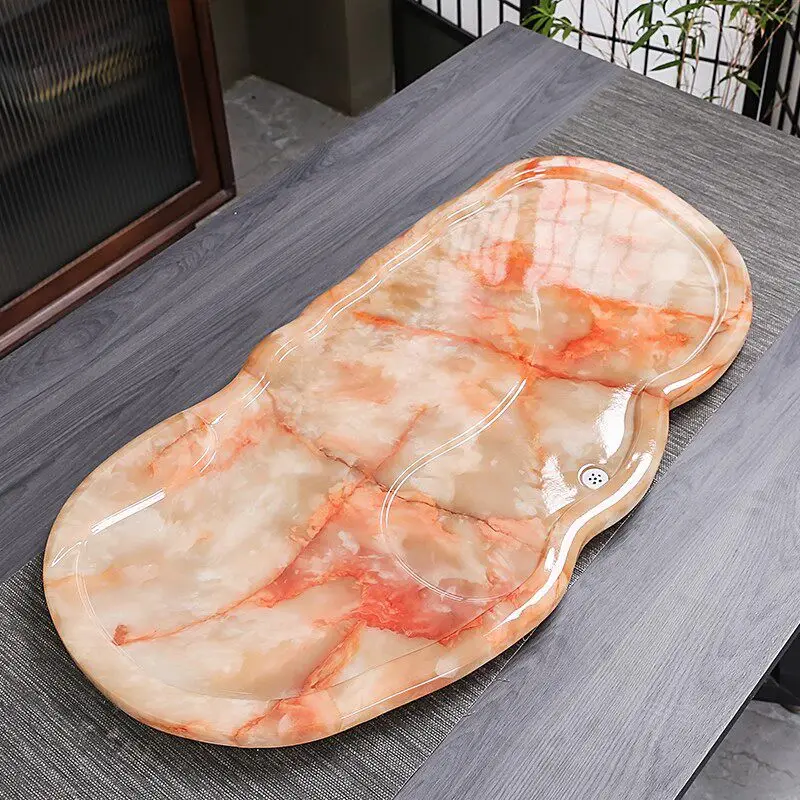 

Stone Ceremony Tea Tray Pot Irregular Living Room Hospitality Valet Table Tea Tray Decorative Luxury Bandejas Home Decorationgs