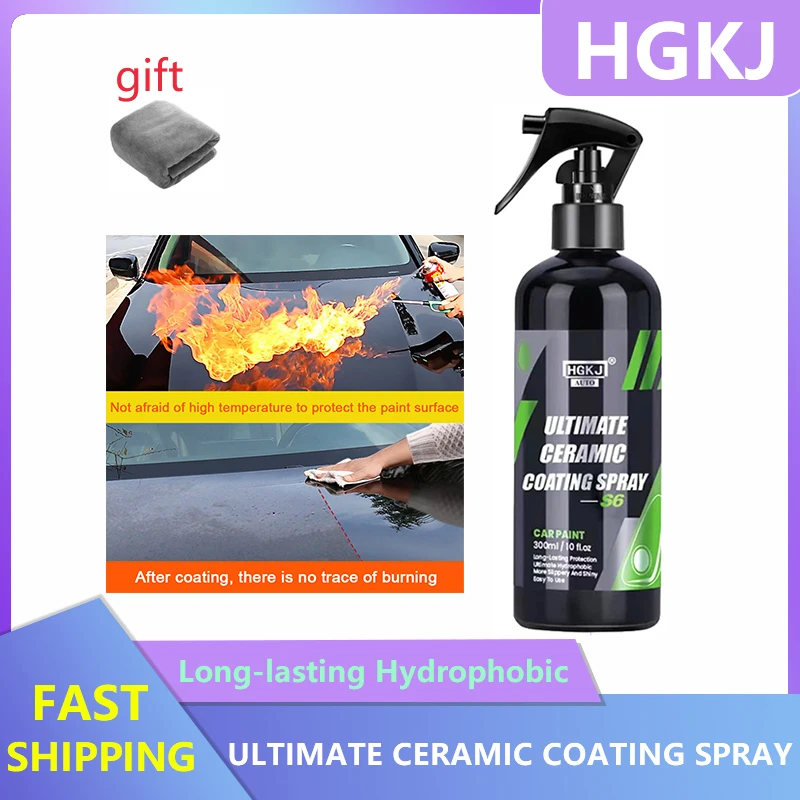 Revêtement de voiture Nano céramique, soins de peinture, céramique hydrophobe ultime, liquide, verre, polissage de voiture, Spray de revêtement, détails automobiles HGKJ S6