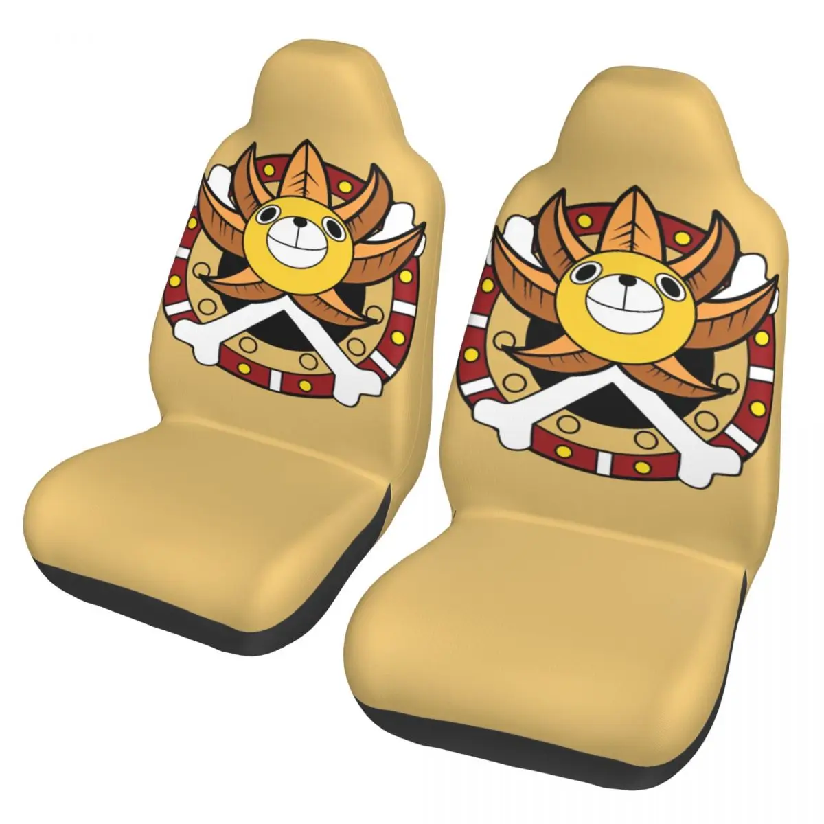 

Универсальные чехлы на автомобильные сиденья с мультяшным рисунком Thousand Sunny One Piece Flag, подходят для всех типов моделей, из волокнистого материала