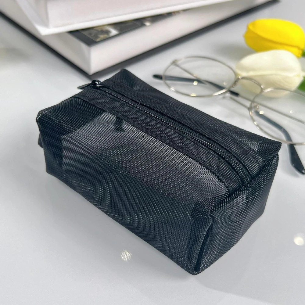 POUCH koin dompet koin ตาข่ายสามมิติความจุมากสายดึงข้อมูลลิปสติกที่จัดระเบียบหูฟังกระเป๋าใส่บัตร