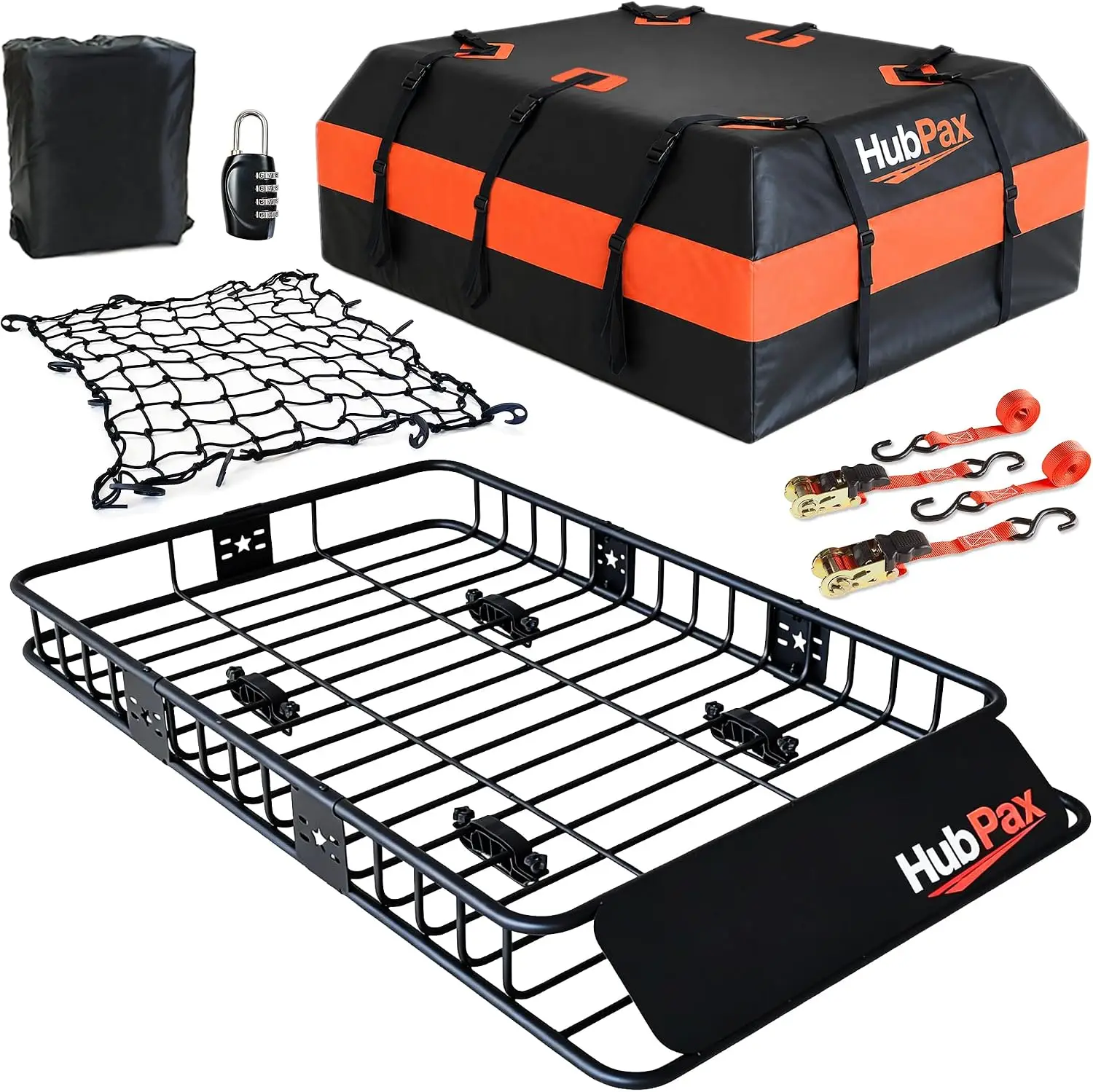 Roof Mount Cargo Carrier Basket & 20 Cu Ft. Waterproof Cargo Bag | Size 65