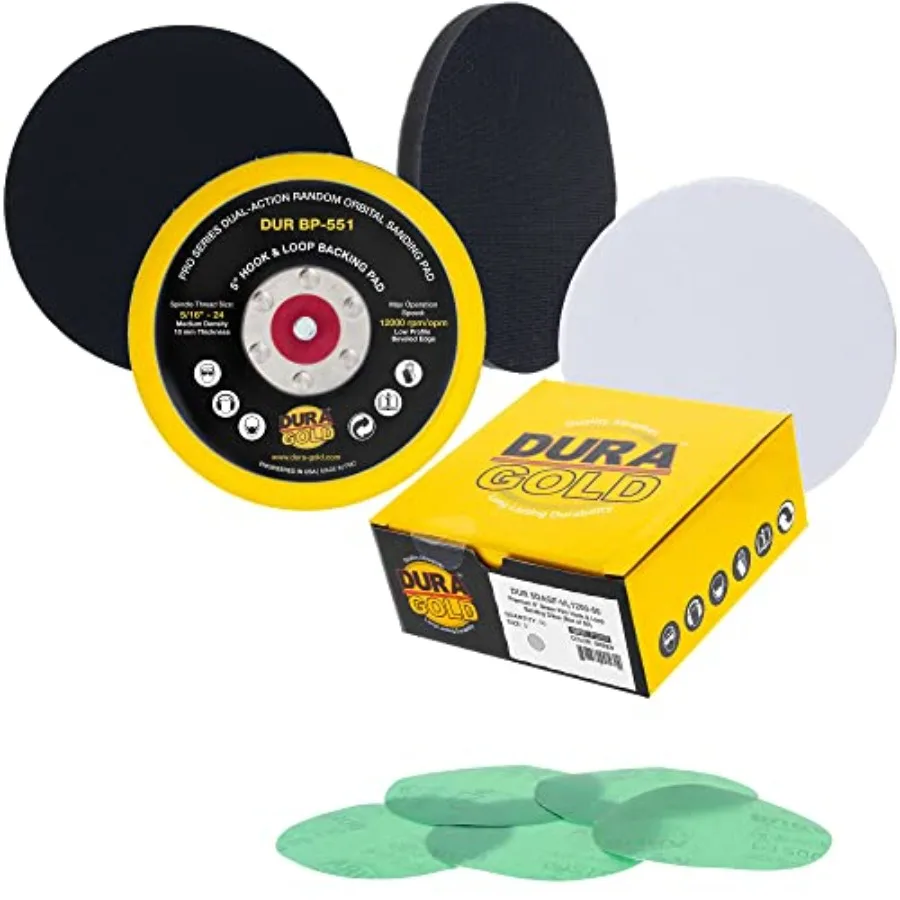 

5" Sanding Discs - 1200 Grit Hook and Loop DA Backing Plate and Soft Density Interface Pad