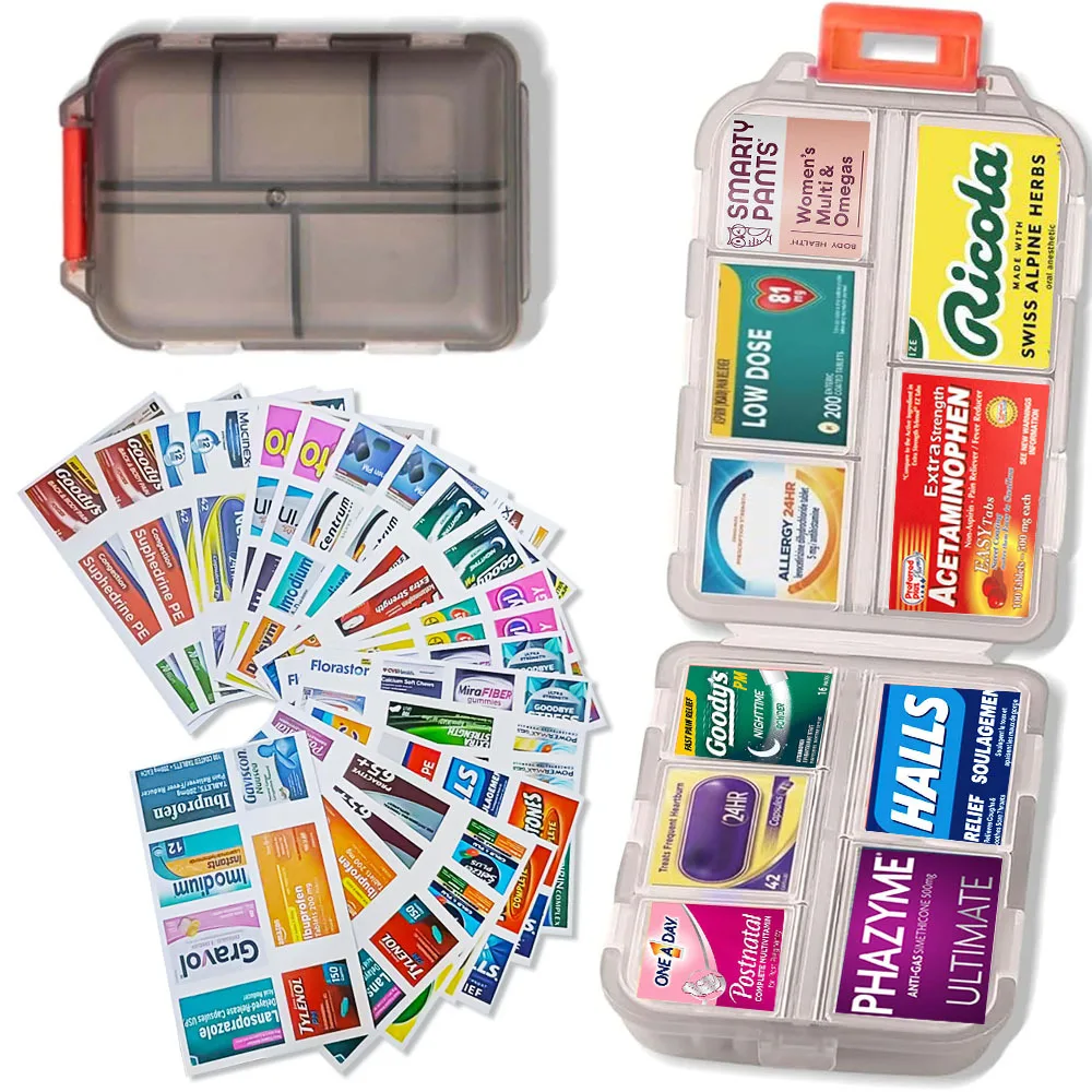 Sticker Waterproof And Moisture-proof One Week Plastic Small Medicine Box With Label  Compartment Travel Capsule Sealed Box