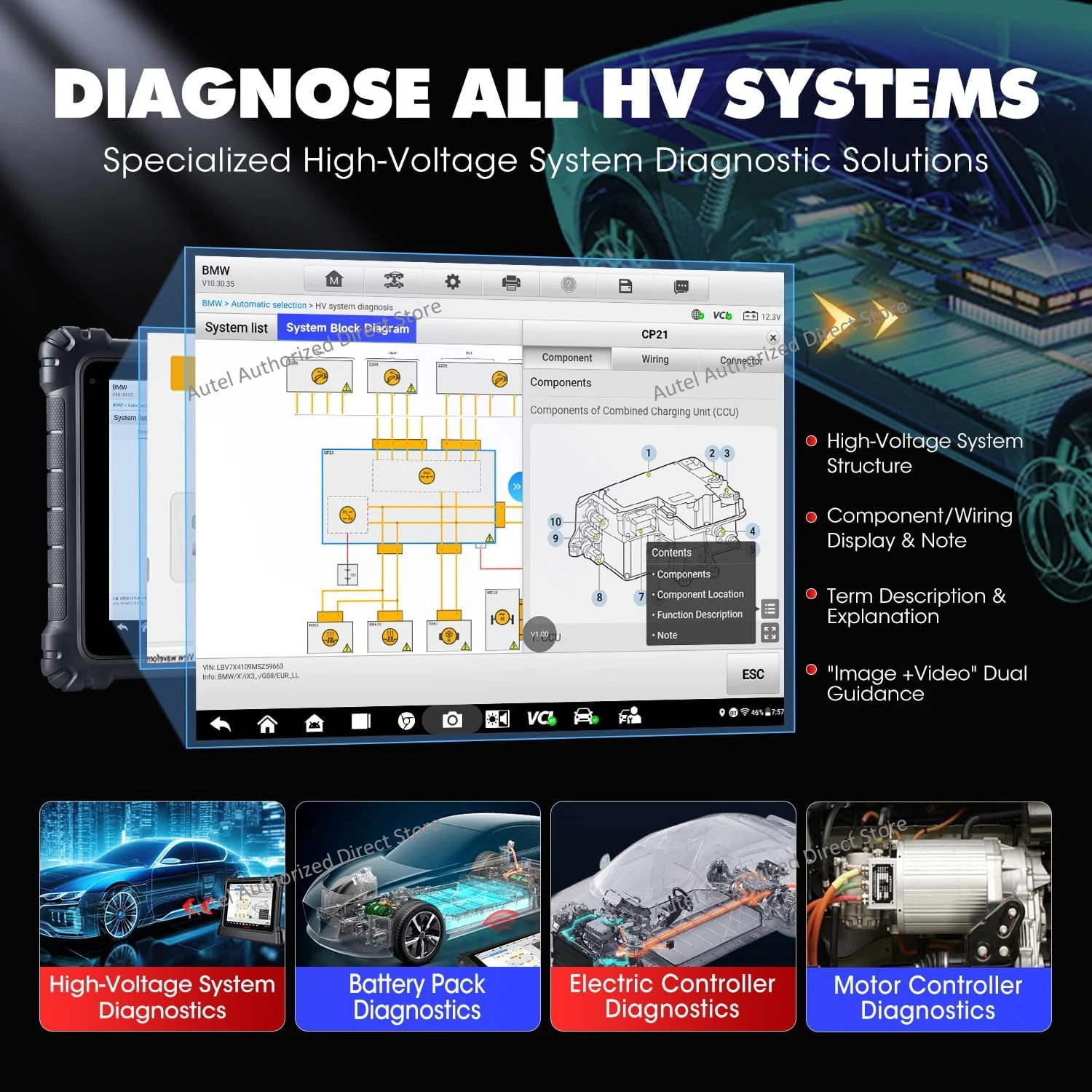 Autel MaxiSYS Ultra EV Intelligenter Scanner Diagnosewerkzeug, Hochspannungssystem- und Batterieanalyse, 5-in-1 VCMI, Topologie 2.0 – Detail 6