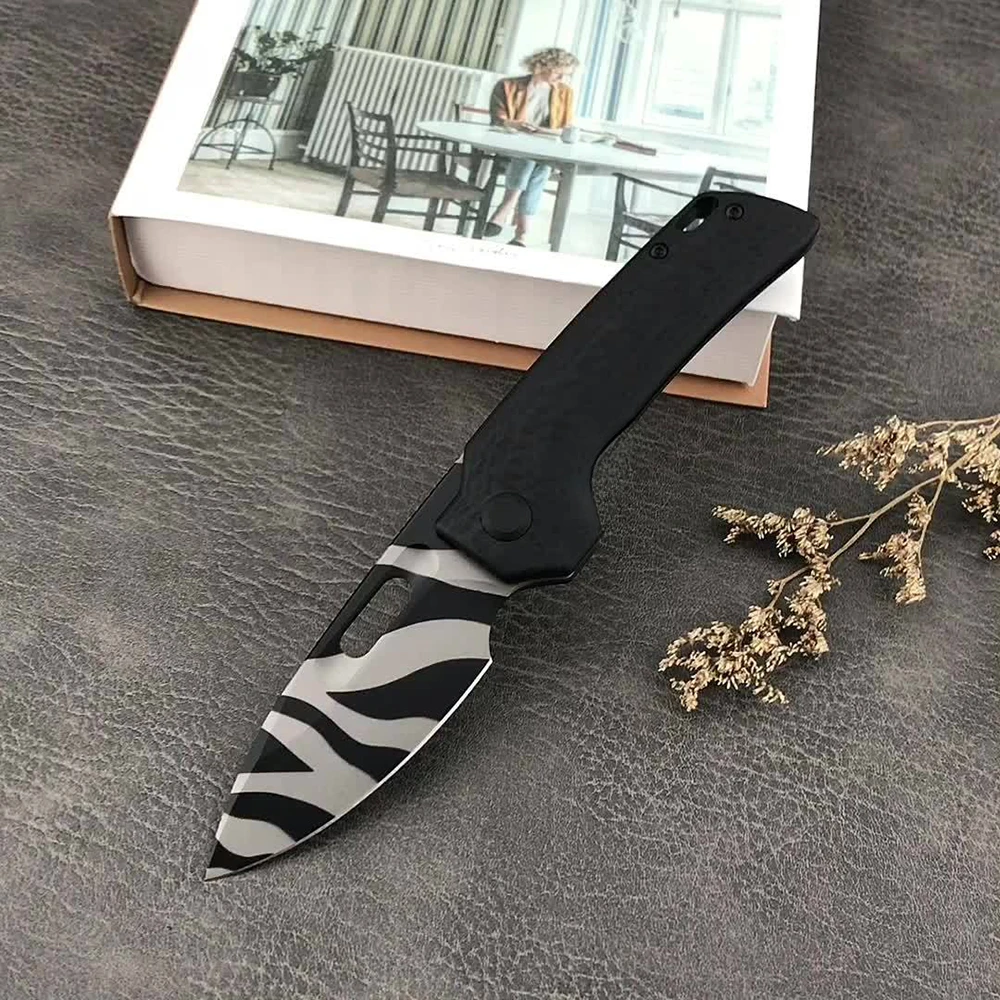 Mini Pocket Knife D2 Steel Blade G10 / Carbon Fiber Handles Folding Knife Self Defense EDC Tools Camping Knife