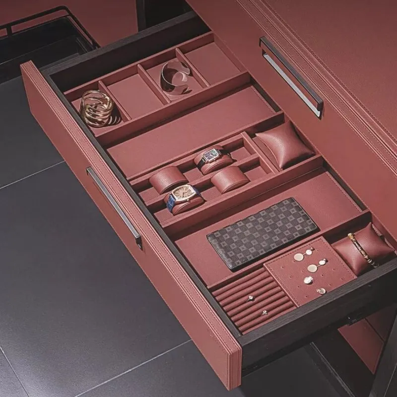 

Drawer Jewelry Ring Box Organizer grey red