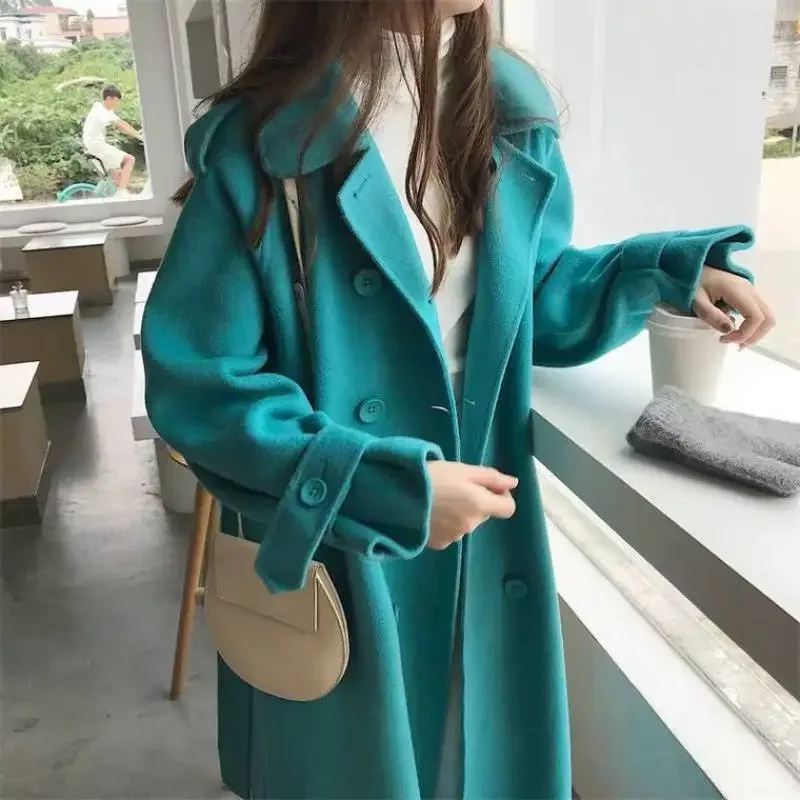 

new Korean version of high-end temperament double-sided woolen woolen coat women's double-sided cashmere coat long