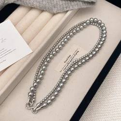 Natural Seawater Pearls Strong Light AAAA 4mm 8mm Akoya White gray shell Pearl Neck 17-18in 925