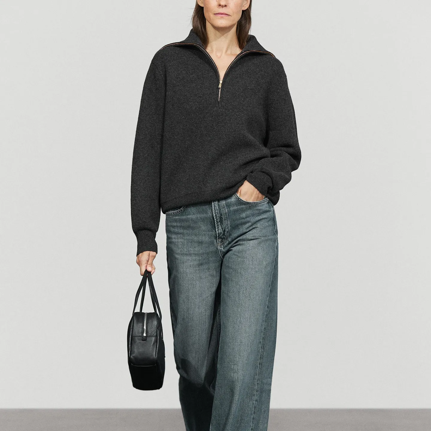 Women's Knitted Long Sleeve Zipper Collar Simple Style Autumn Fashion 2026 ZADATA Brand Crew Neck Pullover Top
