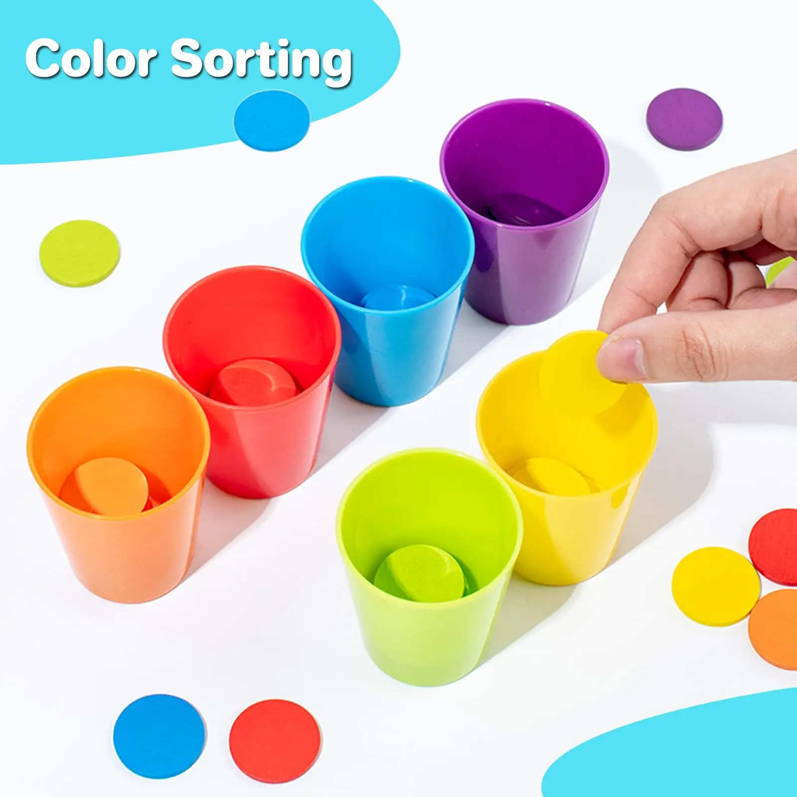 6Pcs Stacking Cups Game Color Sorting Cups Toys Kids Montessori Educational Color Matching Toys Parent-child Interactive Puzzle