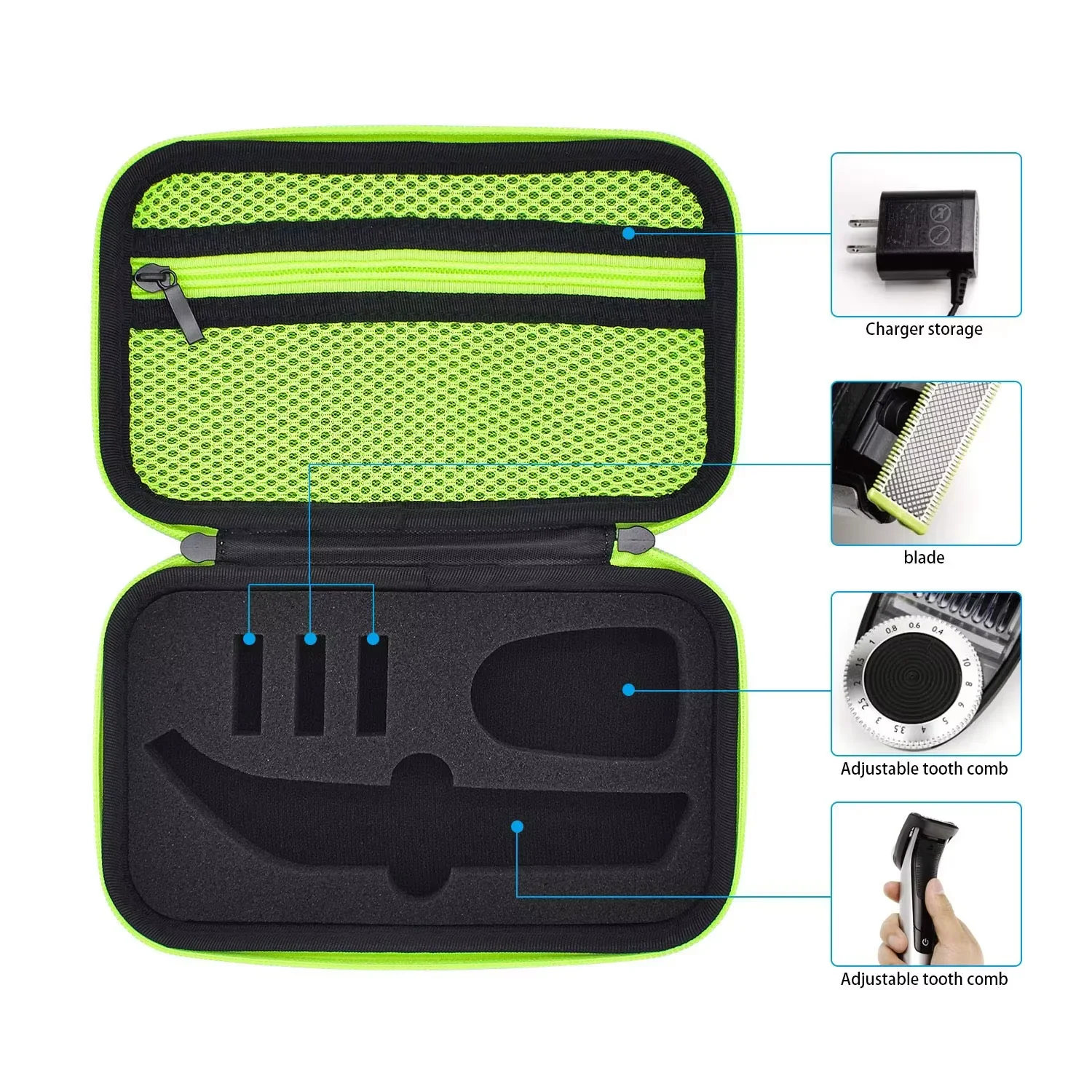 Yinke Travel Case for Philips Norelco One Blade Pro QP6520, QP6510, QP6530, QP6550, QP6570Shaver, Protective Cover Storage Bag