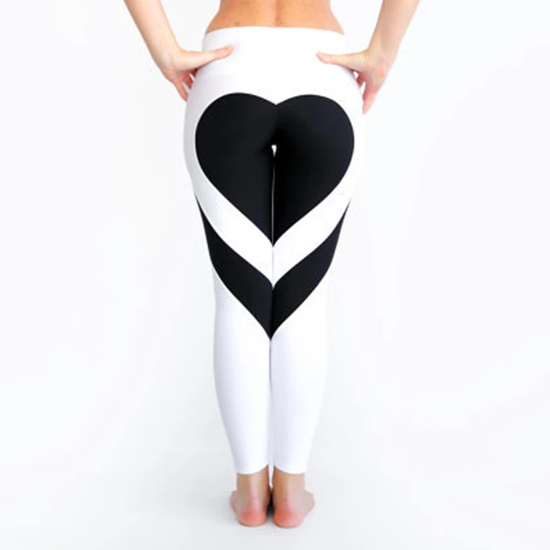 Women Tight Peach Hip Love Leggings High Waist Yoga Pants New Black Red Pink Printed High Elastic Sport Milk Silk Fitness Legins