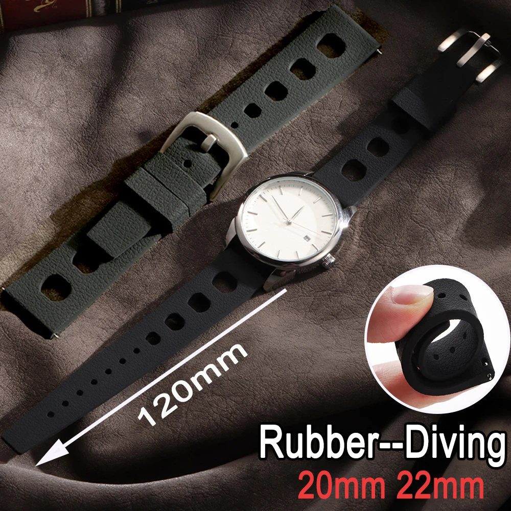 Correa de goma para reloj Oris Tropical, correa de reloj de 20mm y 22mm para Seiko y Citizen, pulsera de buceo de liberación rápida para hombres y mujeres
