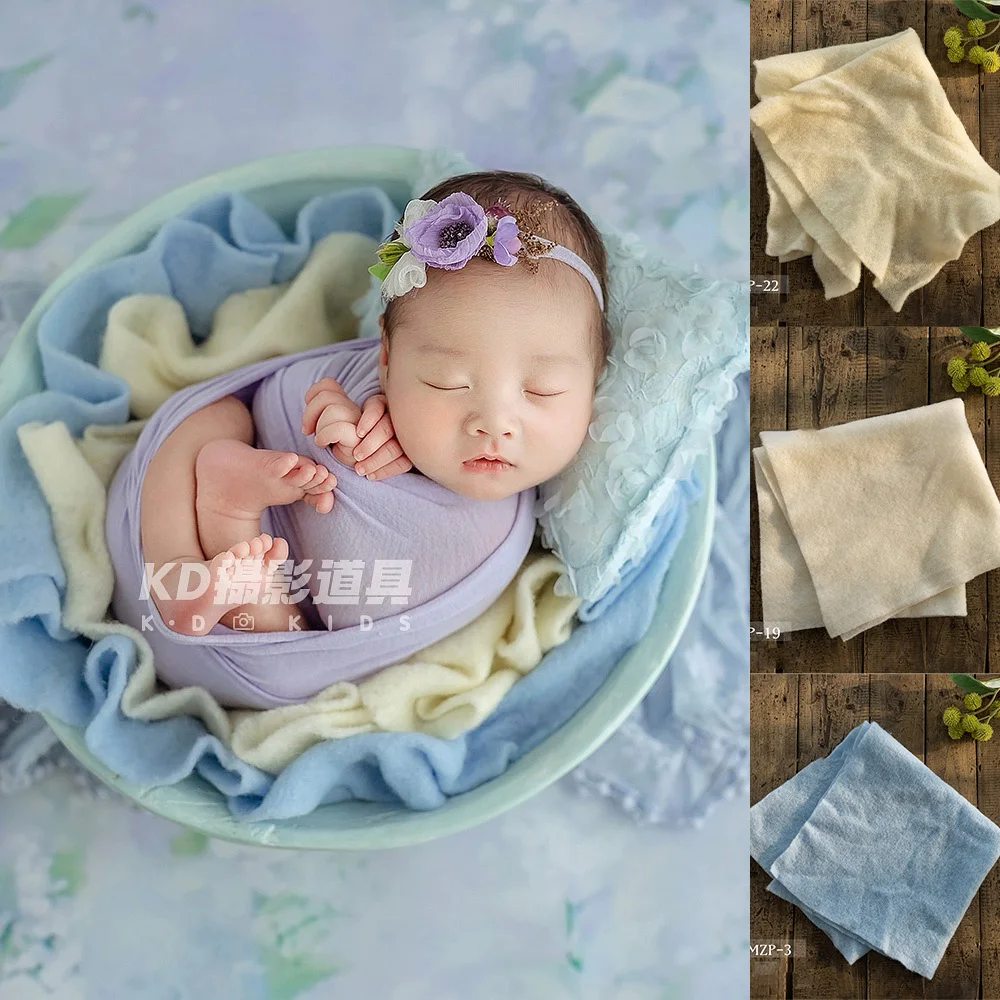 Newborn Baby Photography Props Wool Felt Layers Baby Swaddle Wrap Posing Layering Prop Studio Shooting Basket Filler Accessories